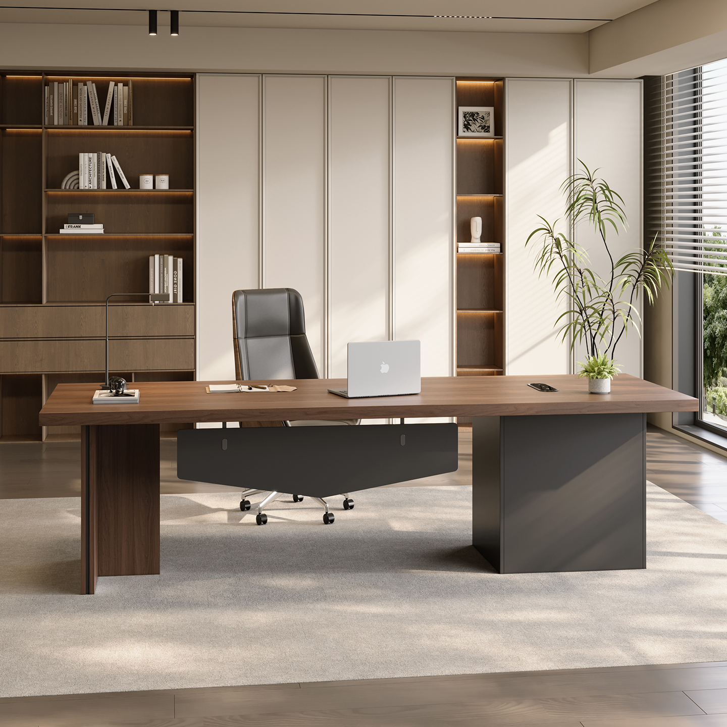 现代简约办公桌轻奢老板实木现代大班台办公桌高端主管桌实木书桌