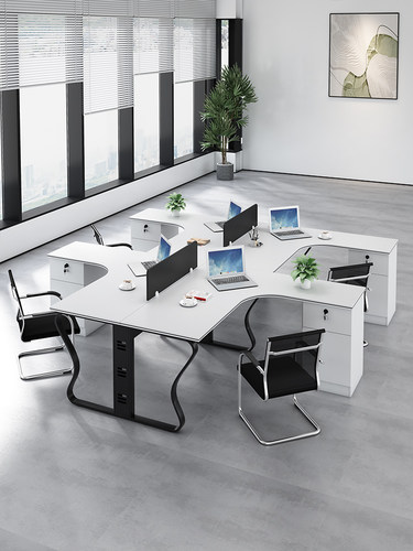 转角办公桌员工位简约现代桌椅组合办公室屏风电脑桌带侧柜卡座