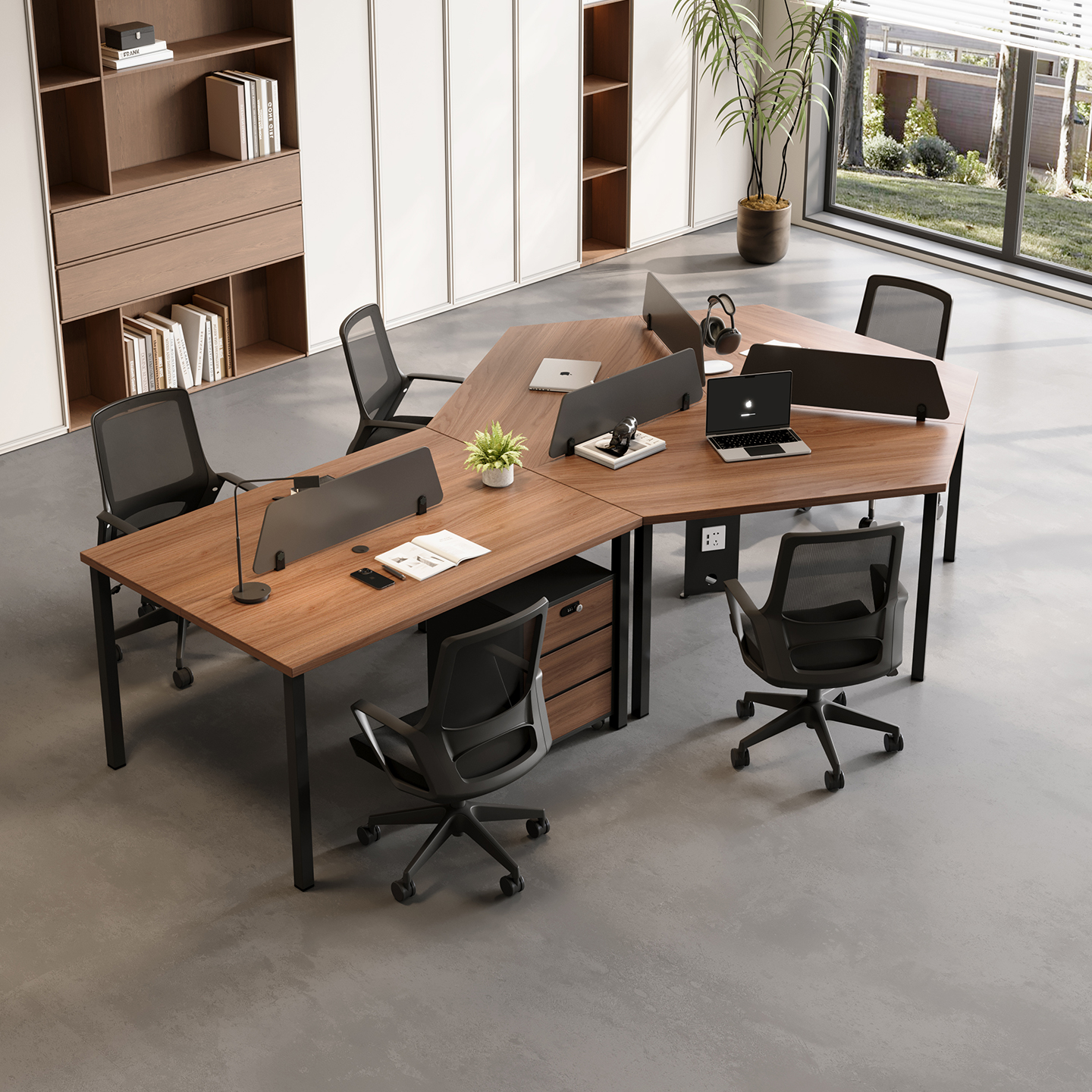 2025新款多人位职员桌办公桌屏风卡座员工电脑桌椅组合储物简约柜