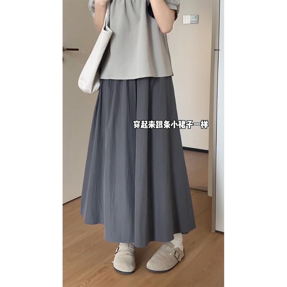 大码女装灰色山本裙裤夏季慵懒风胖mm显瘦宽松小个子半身休闲裤裙