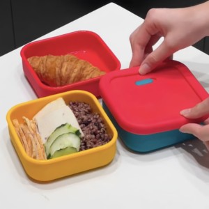 多巴胺硅胶饭盒食品级正方形水果保鲜盒上班族可微波炉加热便当盒
