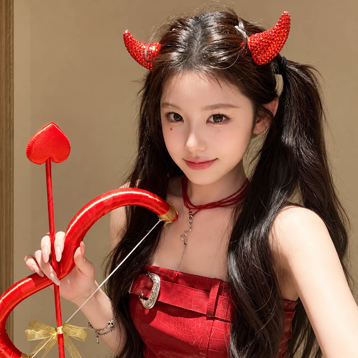 可爱小魔女cos装扮创意万圣节装扮发饰闪钻恶魔角发夹