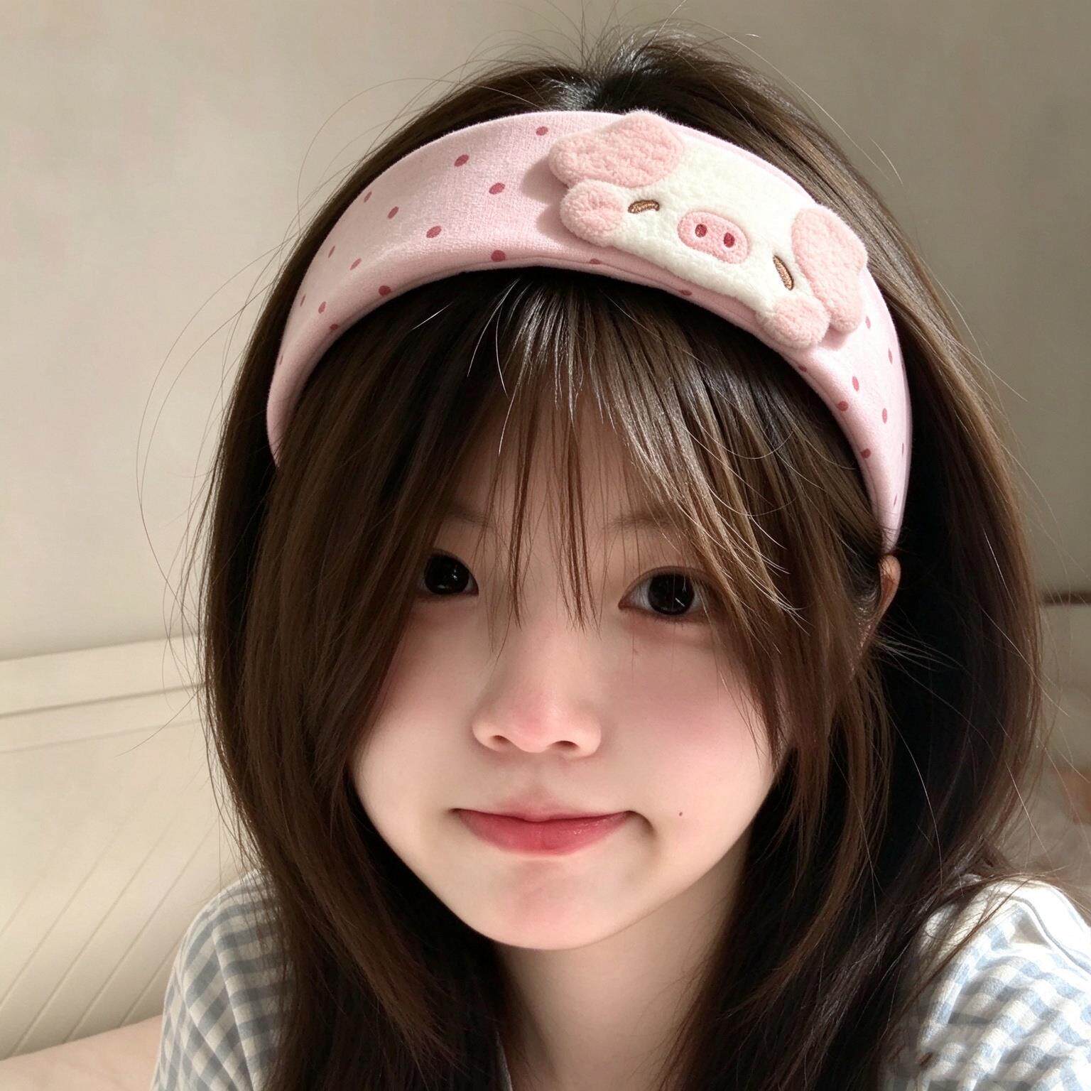 粉色嘟嘟小猪宝波点宽边发箍女2026新款轻松熊头饰显脸小甜美发饰