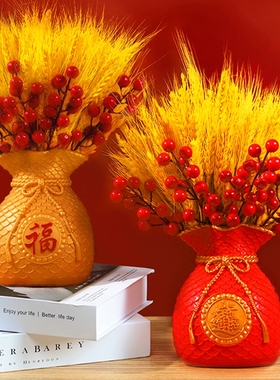 天然插花田园黄金大麦花仪式用品干花束发财钱袋子新房子麦穗装饰