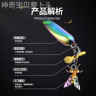 微物亮片路亚饵铁远bsfelp投螺旋飞蝇钩瓜旋钓组翘嘴马板口白转条
