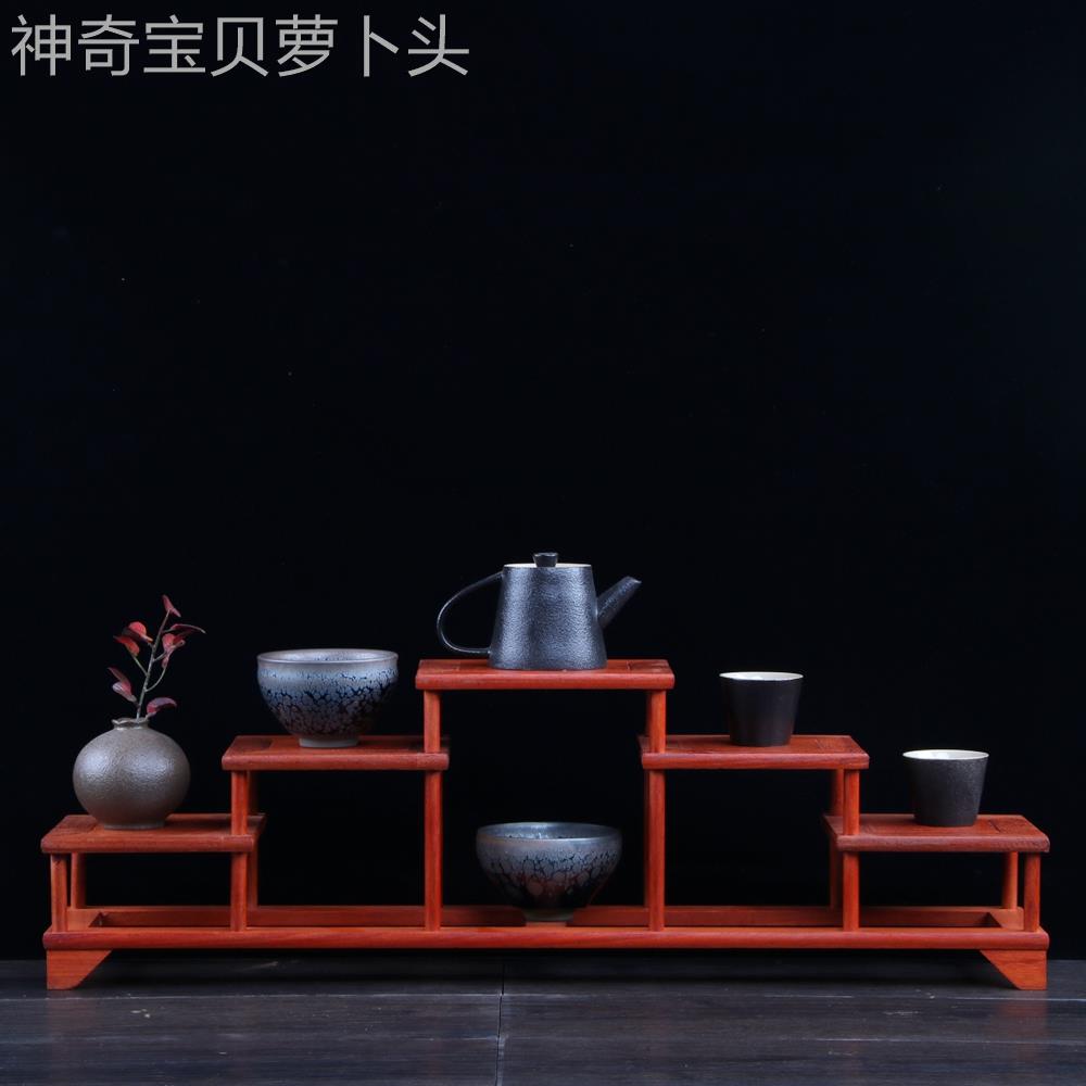 砂小博古架卯结构花梨木中式木多宝阁实木榫紫壶茶博古架具红摆件