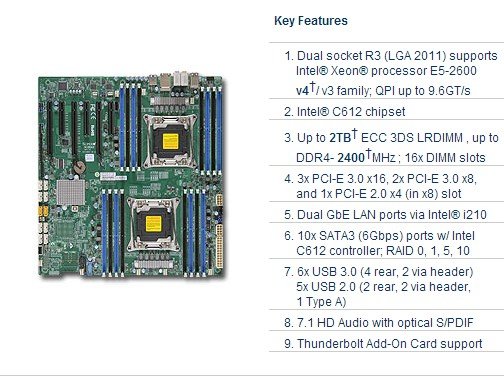 supermicrox10dai主板服务器lga2011v3v4