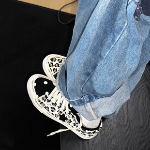 林阿一狂野豹纹~复古帆布鞋女冬季加绒小众拼接斑马纹鸳鸯波点鞋