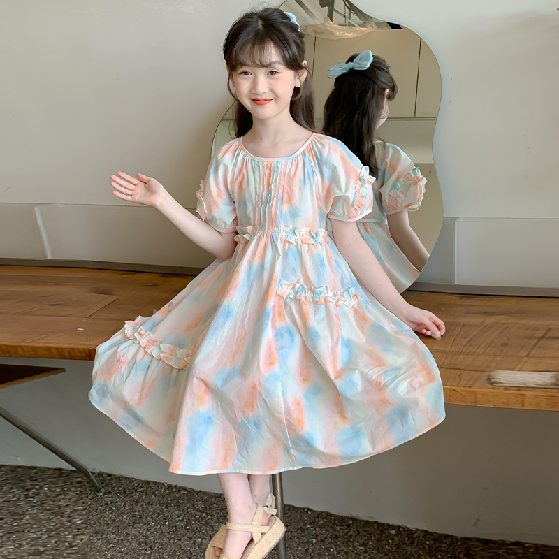 儿童夏装女连衣裙气质小众ins风潮童韩范时尚森系百搭少女童装