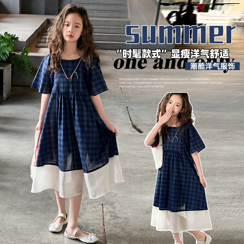 女生裙子夏季连衣裙夏装高级感ins风精致搭配潮款儿童11-12-13岁