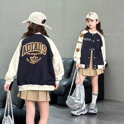 儿童外套女童春秋2025经典青少年服饰潮酷机车服简约穿搭高级感