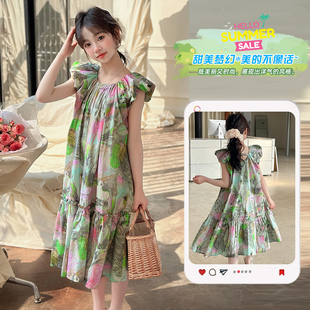 潮服 女童夏装 短袖 连衣裙韩范高级感时尚 ins风炸街大儿童小众新款