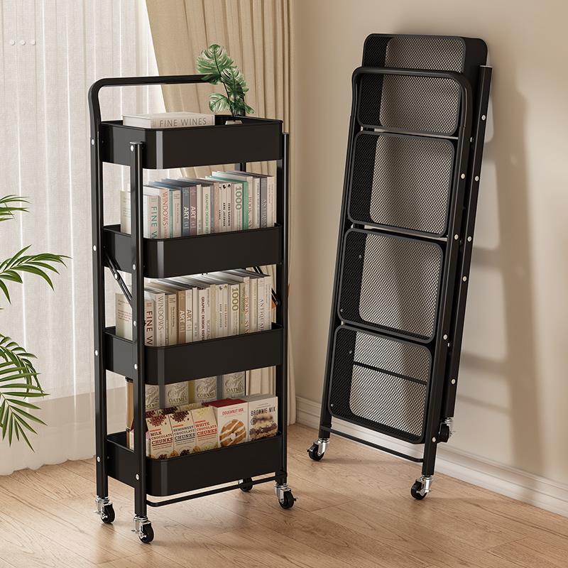 折叠小推车置物架厨房浴室落地多层书本移动婴儿玩具零食储收纳架