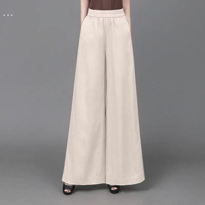 亚麻阔腿裤夏季新款长裤女2024宽松棉麻女裤垂感高腰休闲直筒裤子