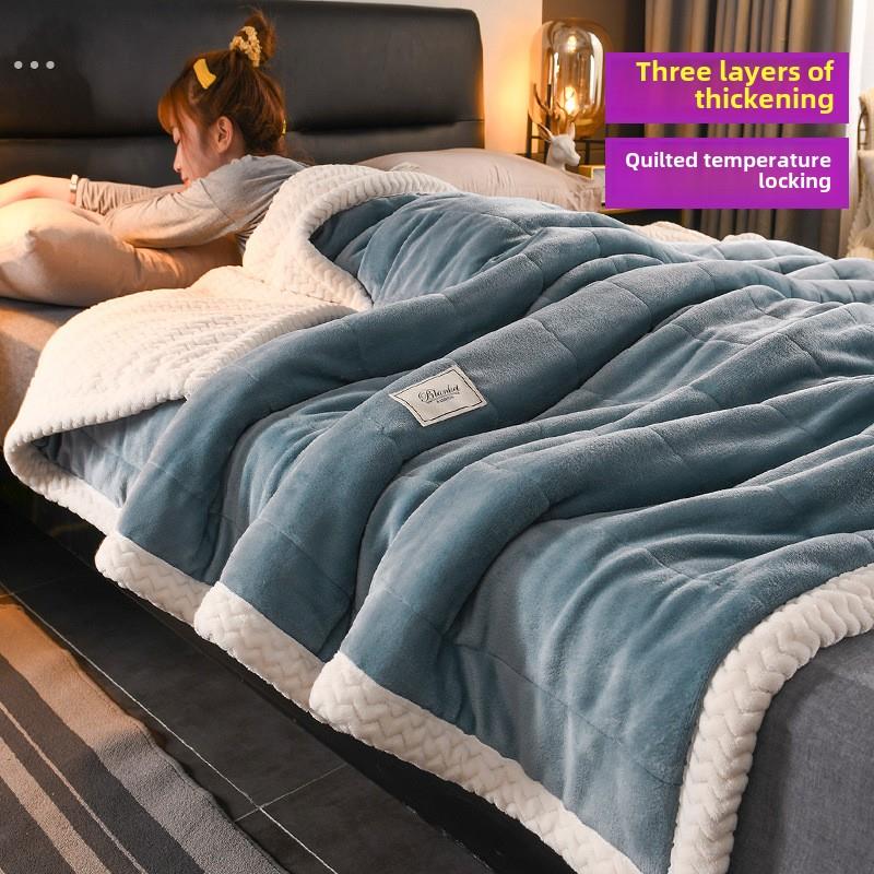 毯子被子加厚冬季珊瑚法兰绒盖毯沙发午睡毯办公室单人宿舍小毯子