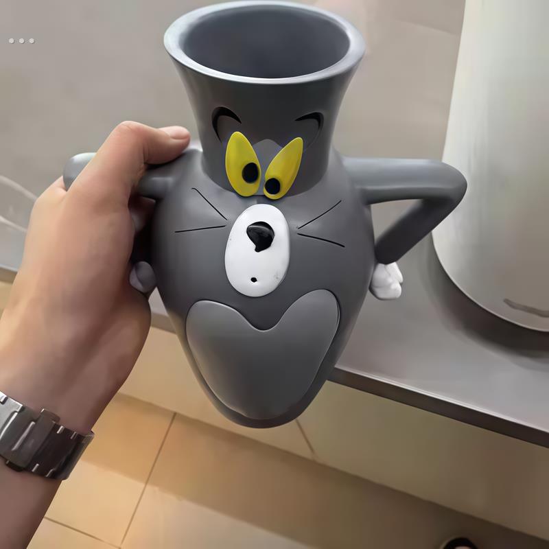 猫和老鼠桌面插花瓶搞怪创意大号马克杯客厅鲜花玄关装饰礼物摆件