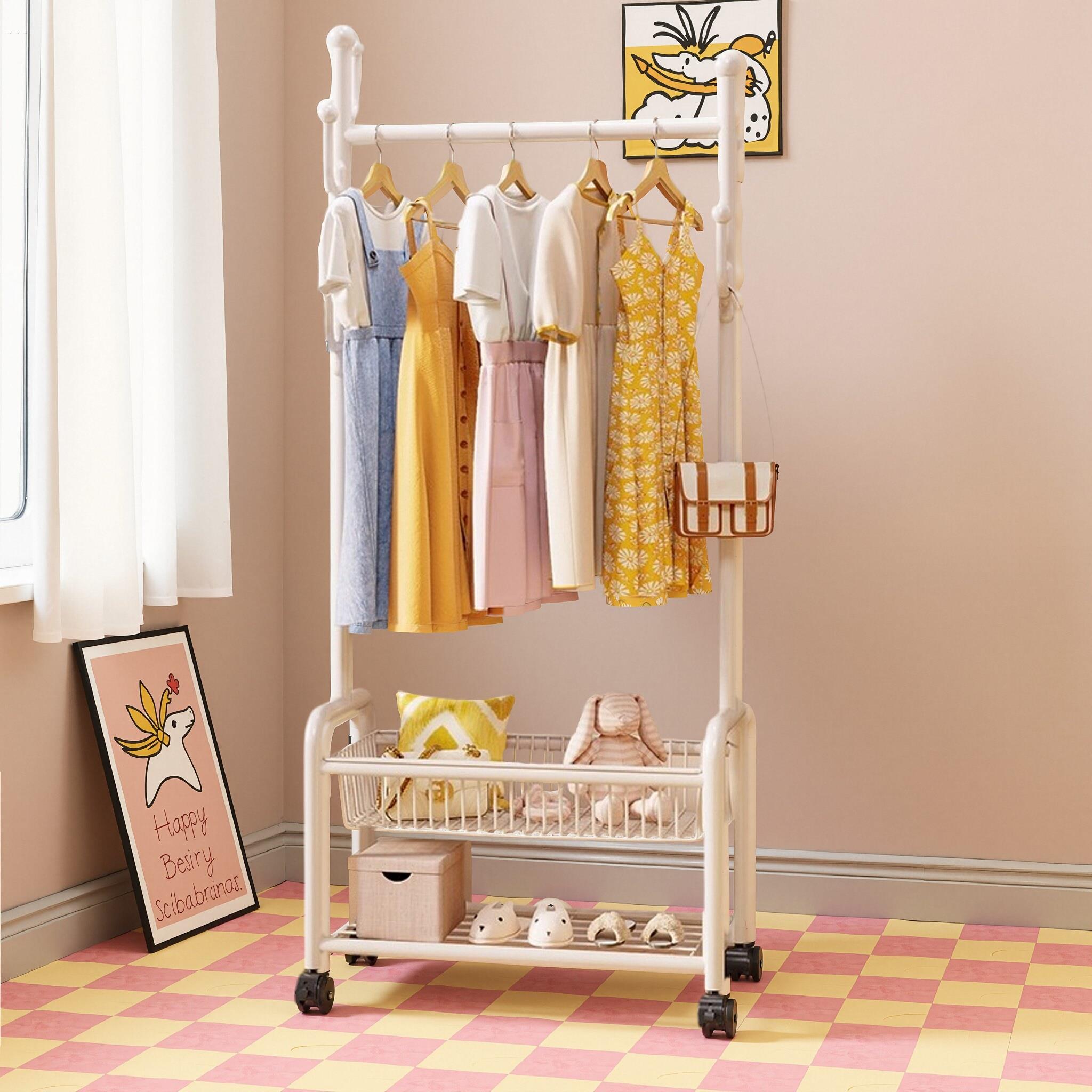 挂衣架落地卧室加厚晾衣架室内家用房间衣服架子落地式单杆衣帽架