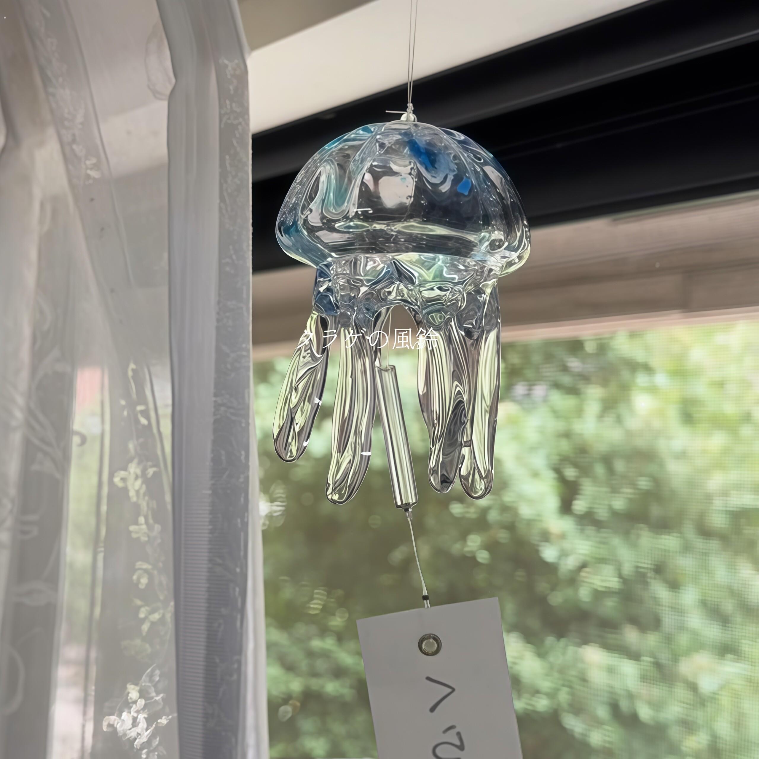 水母风铃挂件日式玻璃挂件室内挂饰解压治愈梦幻工艺礼品摆饰送朋