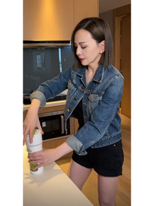 雪姨王琳明星同款高级感质感美式复古牛仔外套秋装女2023年新款