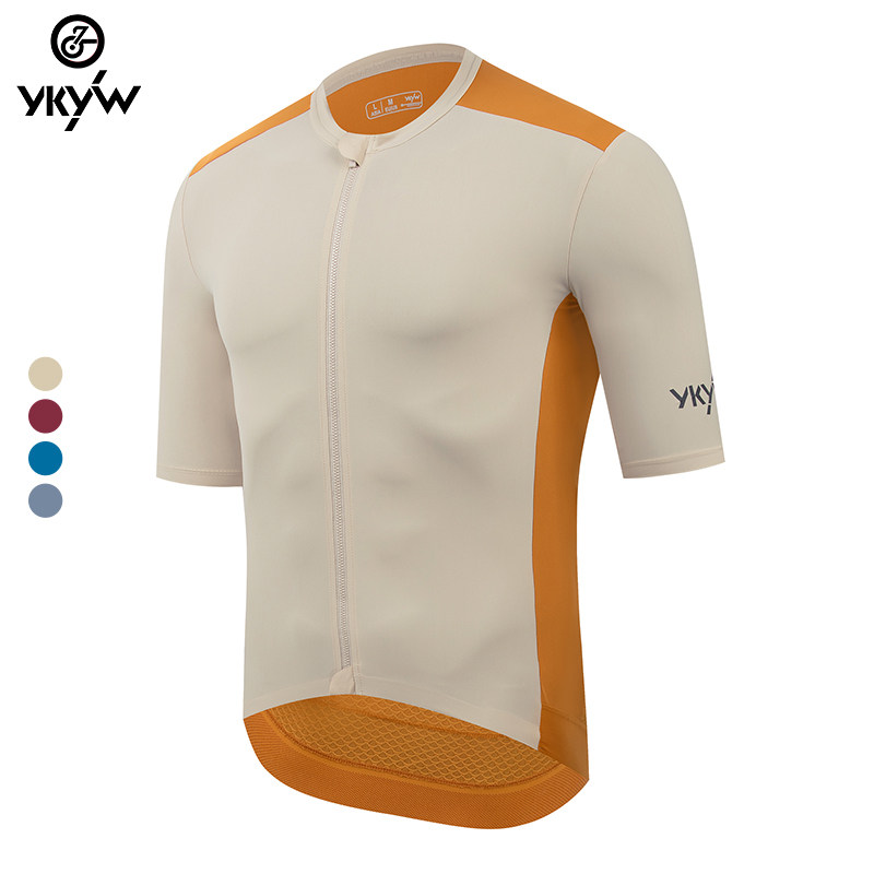 YKYW撞色骑行服男夏季双拉链贴透气轻薄公路自行车短袖拼接上衣服