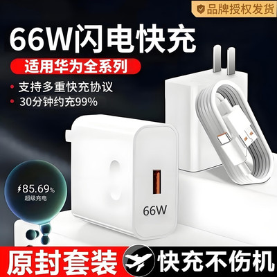 240/120/66w快充头雷珞克适用华为充电器mate60prop50 nova8 mate40 p40pro插头适用荣耀80/90/100手机充电头