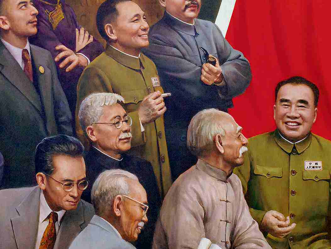 刘宇一开国大典共铸乾坤办公会议室横版大幅伟人背景墙壁装饰油画