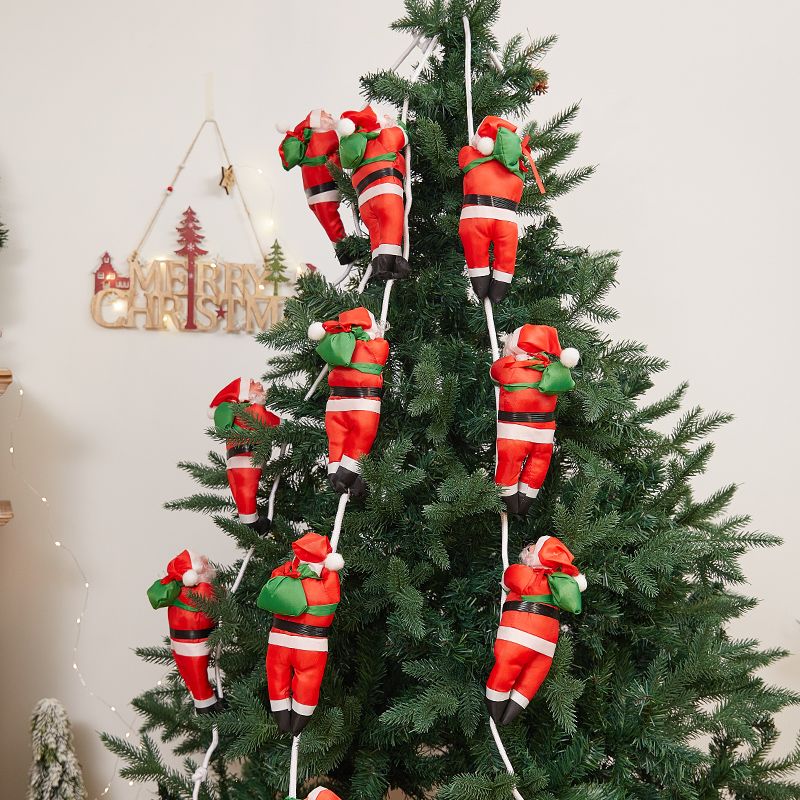 圣诞老人爬绳爬窗玩具圣诞节装饰品小摆件圣诞树挂件场景布置挂饰