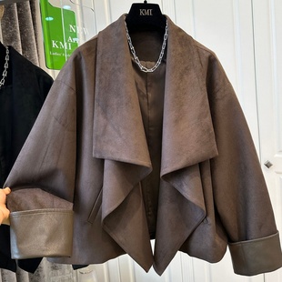 设计感荡纯色宽松慵懒外套女上衣时髦洋气2025秋冬装 时尚 爆款