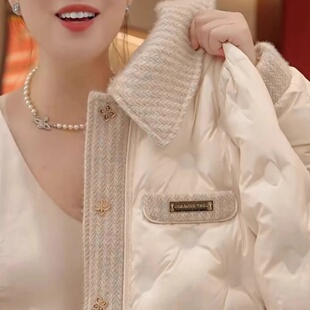 小香风轻薄羽绒棉服女短款2026新款冬季翻领时尚洋气薄款佳棉外套