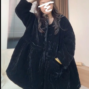 时尚 纯色丝绒棉服潮欧洲站2025冬季 休闲V领上衣 百搭宽松大版 韩版