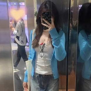 潮 外套纯欲吊带背心小个子两件套装 甜辣妹气质毛衣女夏季 防晒开衫