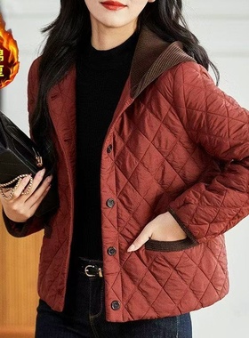 夹棉轻薄棉服女外套2025冬季保暖棉衣时尚拼接洋气减龄妈妈小棉袄