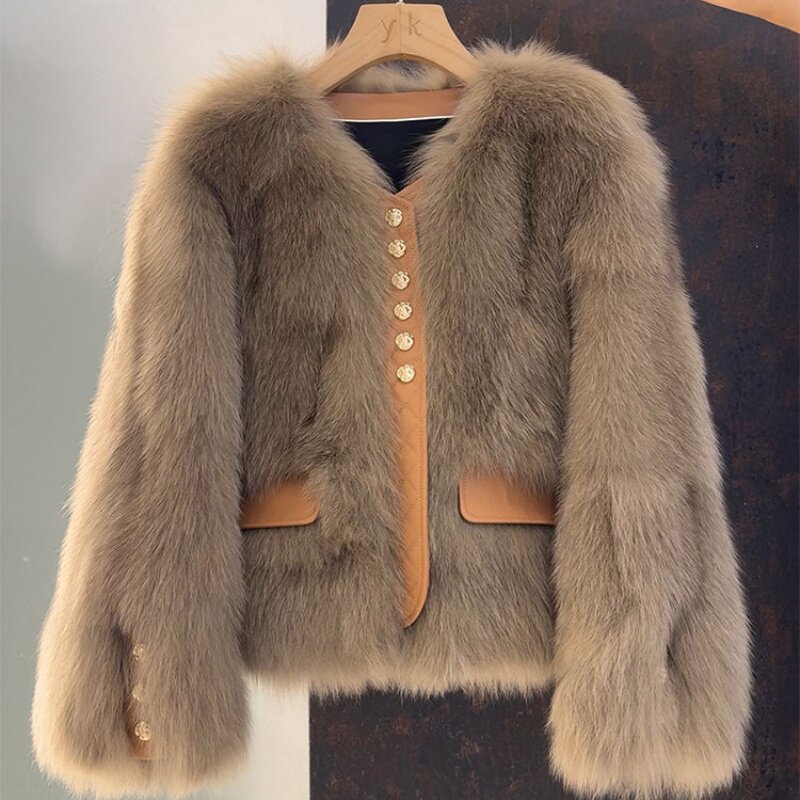 小香风仿狐狸毛皮草外套女秋冬2025新款今年流行爆款加绒毛毛女装,女装/女士精品,短外套,淘宝优惠券,粉丝福利购,淘宝优惠卷