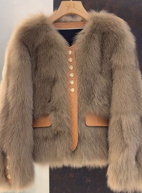 小香风仿狐狸毛皮草外套女秋冬2025新款今年流行爆款加绒毛毛女装