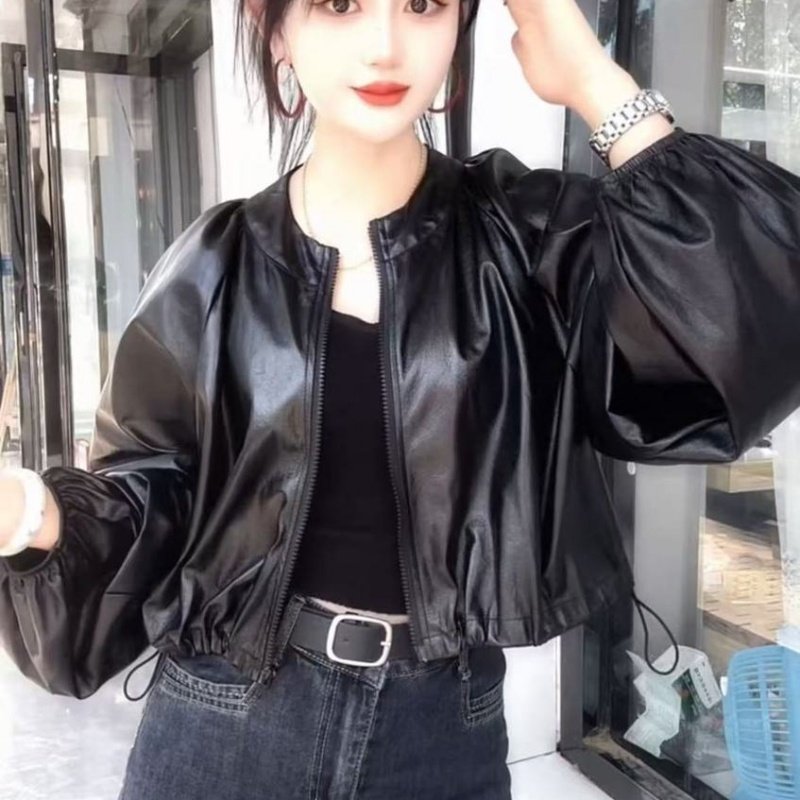 复古港风简约圆领黑色短外套女早秋新款设计感抽绳拉链夹克上衣,女装/女士精品,短外套,淘宝优惠券,粉丝福利购,淘宝优惠卷