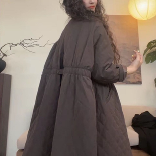 2025秋冬前后扣设计感压格宽松时尚 棉服外套休闲百搭夹棉连衣裙