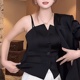 黑色修身 内搭小众设计感上衣 辣妹穿搭洋气小衫 背心吊带女夏季 美式