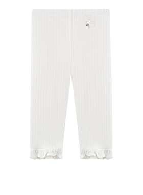 朗姿童装/ETTOI爱多娃七分百搭花边打底裤女童白色裤子夏季新款