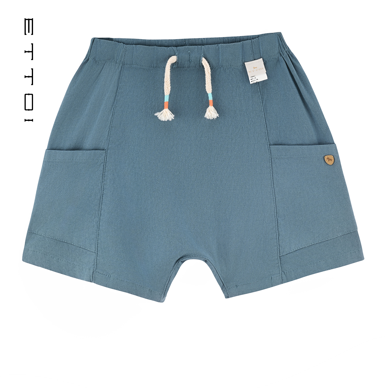 【朗姿集团】ETTOI爱多娃夏季新款儿童蓝色短裤男童抽绳休闲宽松
