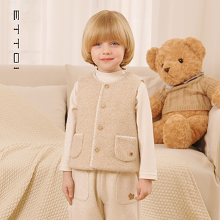 【兔毛+羊毛】ETTOI爱多娃儿童马甲男女童外穿背心2025年冬季新款