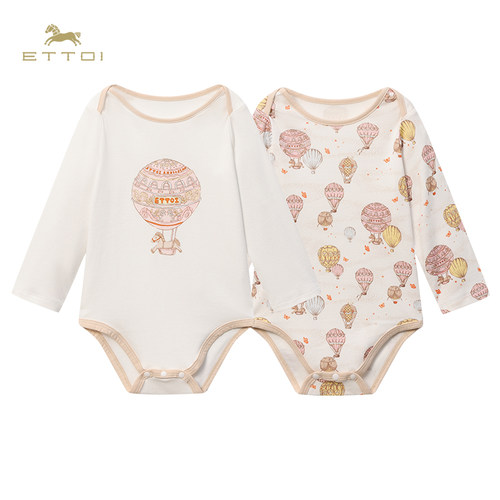 朗姿童装/ETTOI爱多娃婴儿衣服宝宝连体衣新生儿内衣套装两件