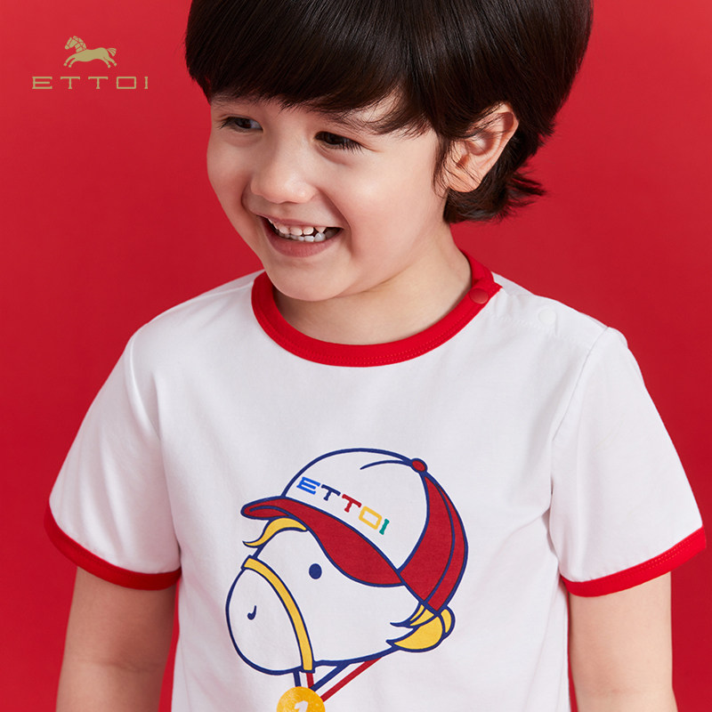 【朗姿集团】ETTOI爱多娃男童短袖T恤夏季卡通撞色圆领彩色小马印,童装/婴儿装/亲子装,T恤,淘宝优惠券,粉丝福利购,淘宝优惠卷