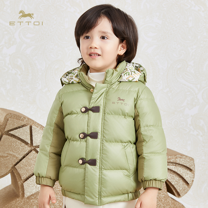 朗姿童装/ETTOI爱多娃男童连帽羽绒服加厚设计感保暖外套冬季新款