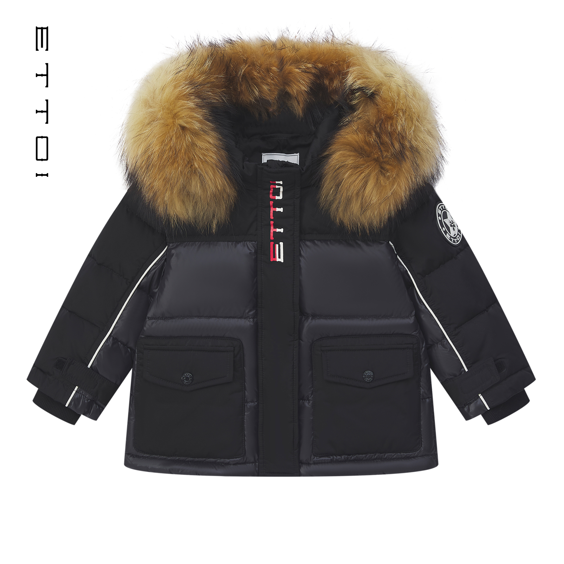 【朗姿集团】ETTOI爱多娃秋冬新款连帽毛领加厚羽绒服男童鹅绒服