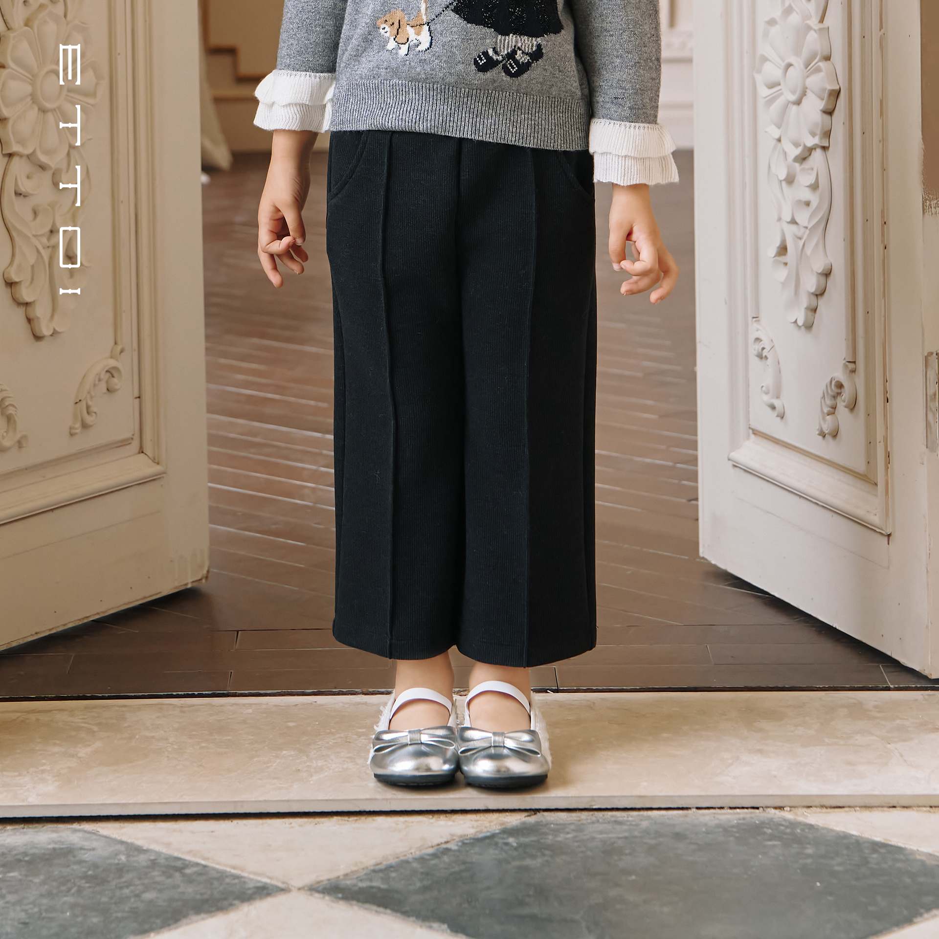 【绵羊毛】ETTOI爱多娃女童裤子儿童百搭阔腿长裤2025年冬季新款