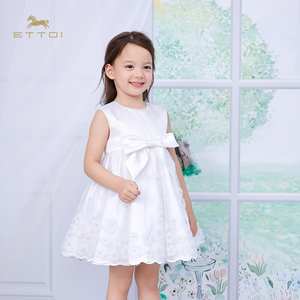 朗姿童装/ETTOI爱多娃女童重工无袖礼服裙白色公主连衣裙春季新款