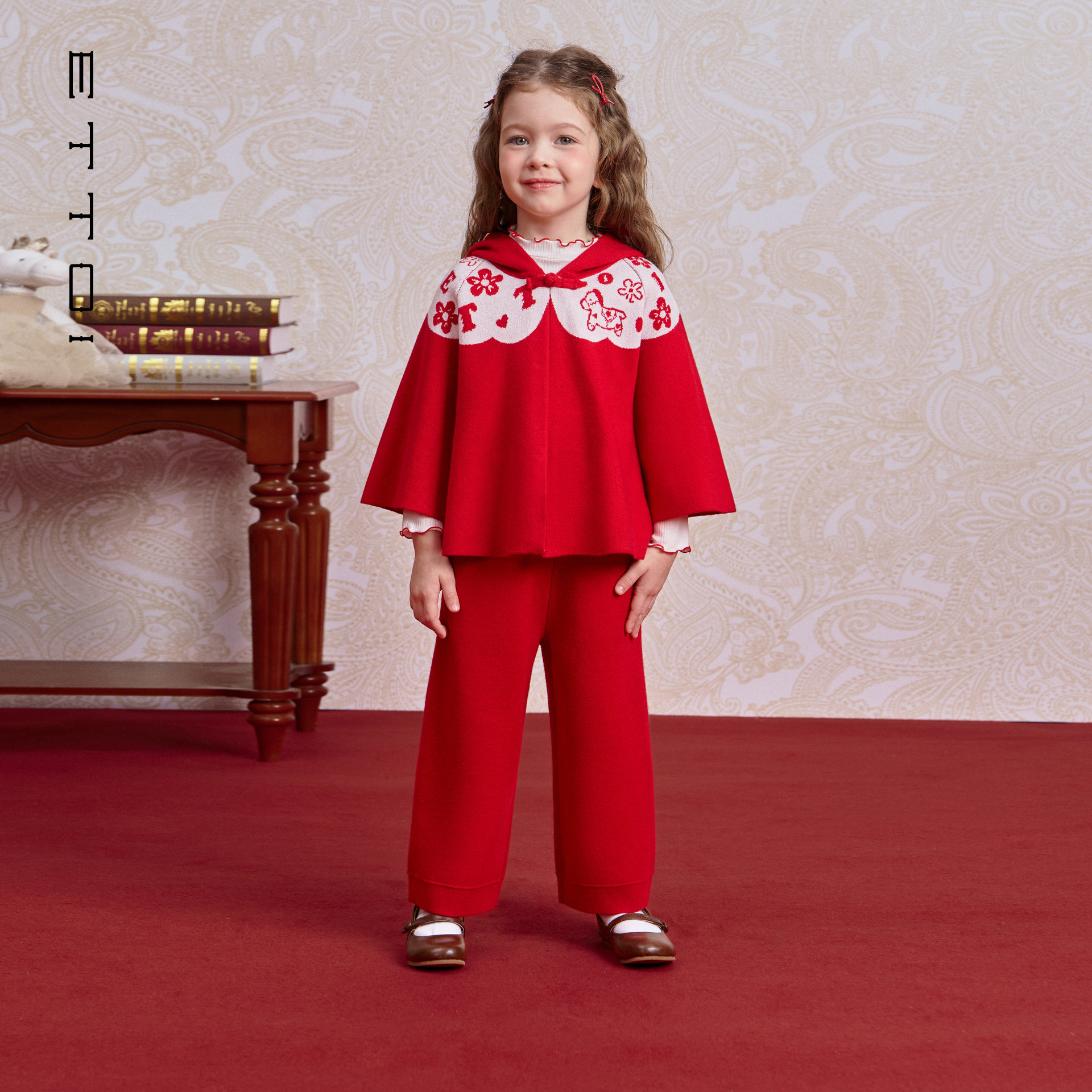 【绵羊毛】ETTOI爱多娃女童新年红色套装拜年外套/裤子2026春新款,童装/婴儿装/亲子装,套装,淘宝优惠券,粉丝福利购,淘宝优惠卷