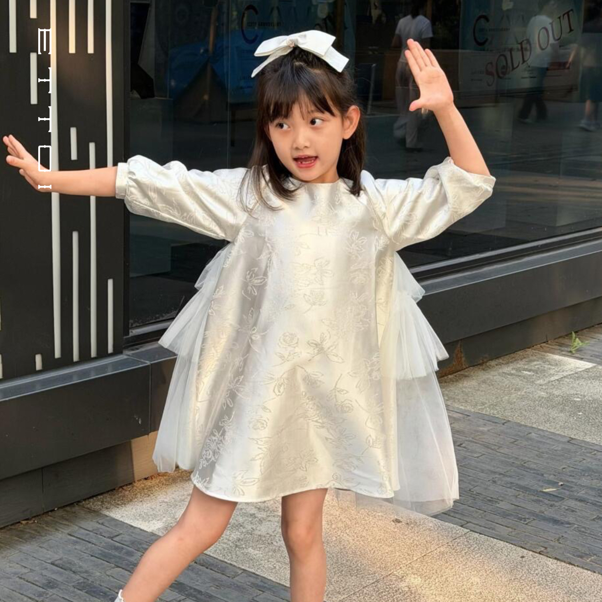 朗姿童装/ETTOI爱多娃儿童礼服女童设计感网纱连衣裙2025秋冬新款