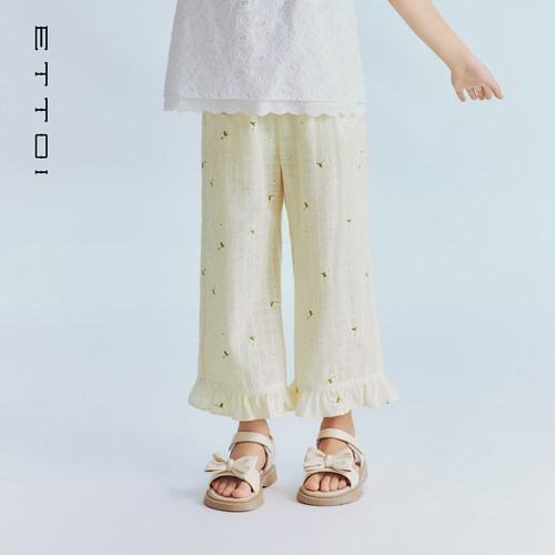 朗姿童装/ETTOI爱多娃柔软亲肤舒适女童26夏季新款碎花长裤