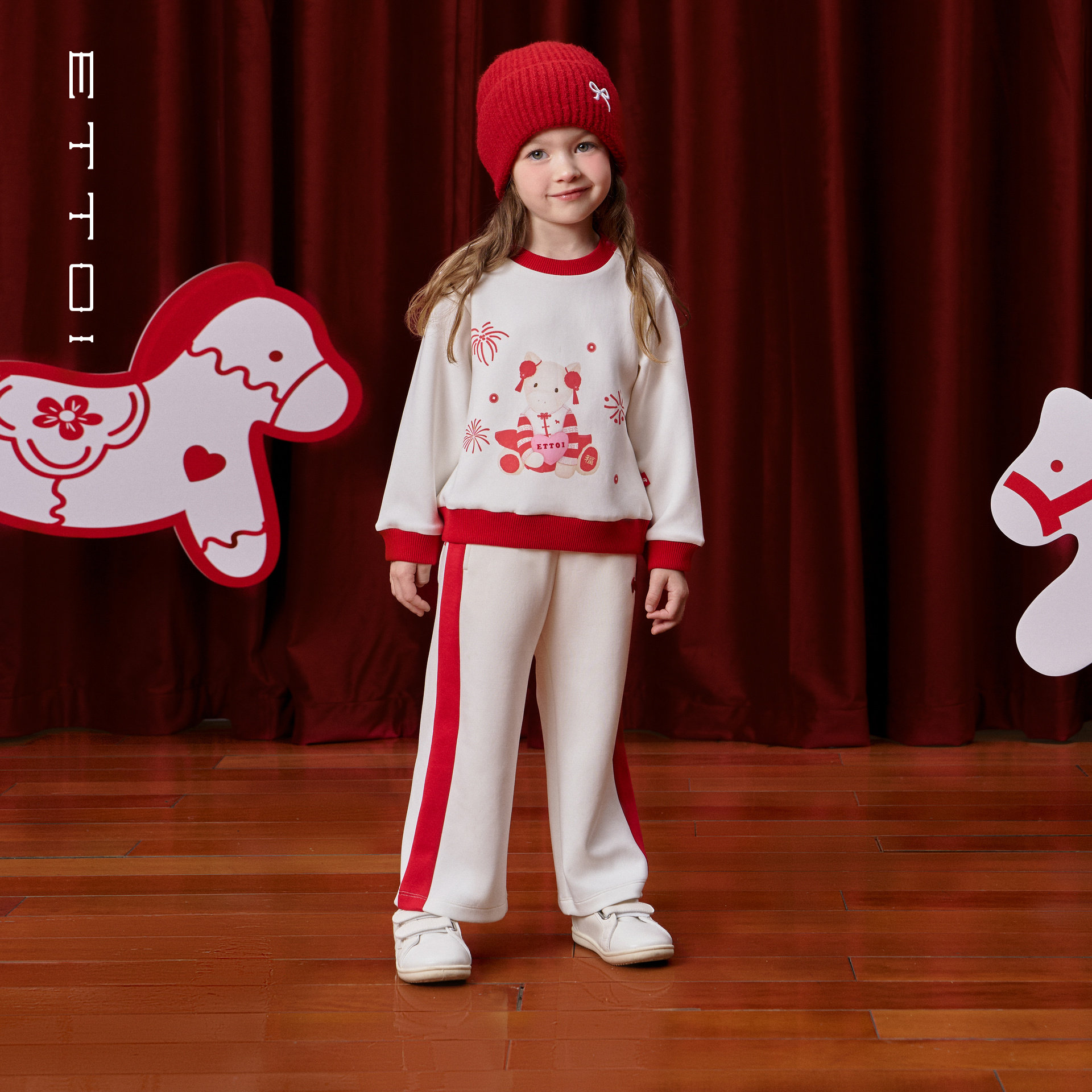 【莫代尔】ETTOI爱多娃女童套装新年红色卫衣/裤子2026年春季新款,童装/婴儿装/亲子装,套装,淘宝优惠券,粉丝福利购,淘宝优惠卷